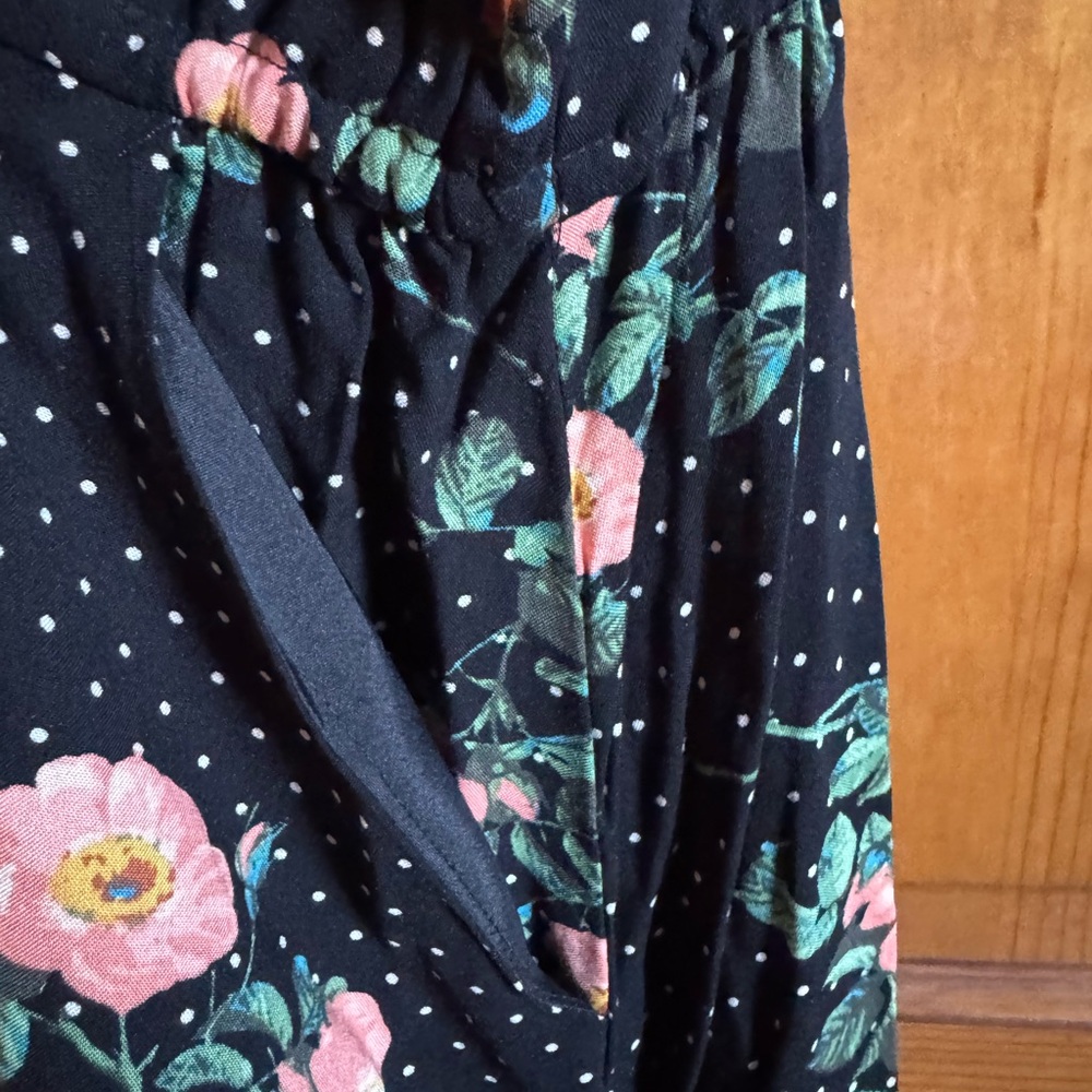 LC LAUREN CONRAD ~ Boho Horizons Black Floral Polka Dot ~ Drawstring Waist ~ XXL - Picture 8 of 9
